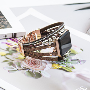 เหมาะสำหรับ <span class=keywords><strong>Apple</strong></span> <span class=keywords><strong>Watch</strong></span> Series 1-10, สายนาฬิกาหนัง PU แบบถักสองวงสำหรับ <span class=keywords><strong>Apple</strong></span> <span class=keywords><strong>Watch</strong></span> - Product Image 2