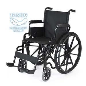 Uperior-silla de ruedas manual de acero ligero para discapacitados, silla plegable de calidad