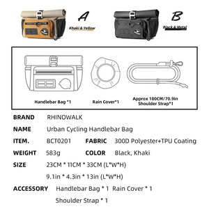 Rhinowalk <span class=keywords><strong>COSMOPOLIS</strong></span> 4L bolsa de manillar de bicicleta urbana compacta almacenamiento frontal de bicicleta de nailon duradero para ciclismo de viaje - Product Image 4