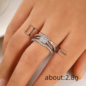 Set di anelli con zirconi quadrati da donna, gioielli eleganti per matrimoni, accessori regalo di lusso alla moda - Product Image 4