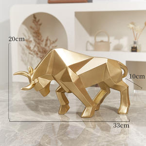 Precio sorpresa Estatua de toro dorado Hogar Oficina Sala de estar Interior Resina Animal Artesanía Riqueza Decoración Toro Escultura - Product Image 6