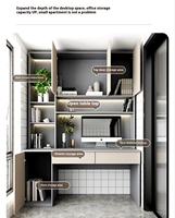 Bureau d'ordinateur en bois moderne multifonctionnel et rotatif avec étagère pour chambres, appartements, hôtels - Design gain de place