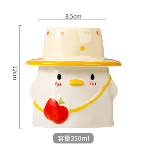 <span class=keywords><strong>Mug</strong></span> mignon en forme de petit canard dessiné à la main, tasses de couple avec couvercles, tasses à eau pour la maison, tasses en céramique amusantes, cadeaux culturels et créatifs - Product Image 6