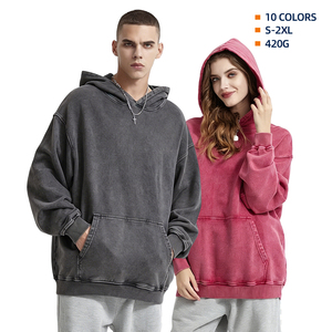 Felpe con Cappuccio Oversize Vintage Unisex in Cotone 100% Pesante 420g, Stile Retrò per Coppie, Autunno/Inverno - Product Image 1