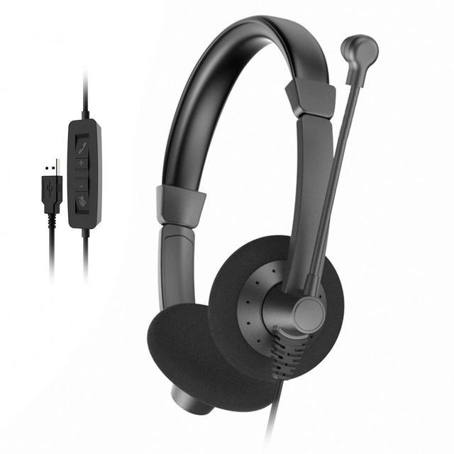 New Design USB Type-C Jack Wired Computer Headsets Telephone Headsets Call Center Headphone Noise Canceling Binaural Microphone