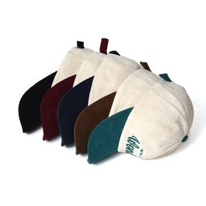 Casquette de baseball en velours côtelé style coréen unisexe, chaude, coupe-vent, anti-UV, brodée alphabet anglais, snapback, couleur café paon - Product Image 2