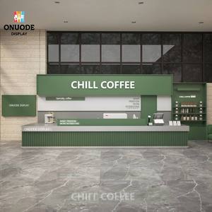 Mostrador de Barra de Cafetería de Mármol Personalizado con Iluminación LED, Muebles de Madera para Cafetería, Vitrina de Exhibición para Panadería, Diseño Completo para Tienda - Product Image 1