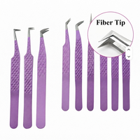 Pince à épiler professionnelle pour cils avec embout en fibre, en acier inoxydable, antidérapante, avec logo personnalisé, pour extensions de cils