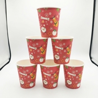 Einweg-Pappbecher mit Aufdruck 9OZ 10 Stück Rote Weihnachtsblätter Lebensmittelecht Festliche Party-Tischdekoration Eleganter Feiertagsgebrauch