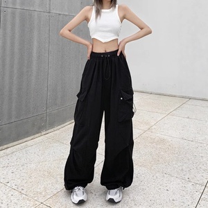 <span class=keywords><strong>Pantaloni</strong></span> Cargo da Lavoro Stile Americano per Commercio Estero Transfrontaliero, da Donna, <span class=keywords><strong>Estivi</strong></span>, Sottili, Larghi, a Gamba Larga, <span class=keywords><strong>con</strong></span> Tasche Grandi, Casual, a Vita Media - Product Image 4
