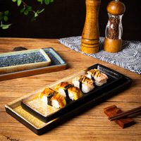 Nampan persegi panjang piring Sushi pesta ramah lingkungan masakan Jepang panci panas piring barbekyu piring Strip keramik