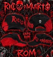 Topi Baseball Rico O Muerto ROM Hitam Merah Patchwork Bordir 3D Jahitan Distressed Gorras Barbas Asli Dengan Pin Logam