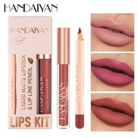 Handaiyan Ensembles de maquillage pratiques Coupe antiadhésive imperméable à l'eau Rouge à lèvres mat en velours Brillant à lèvres pratique pour un usage quotidien