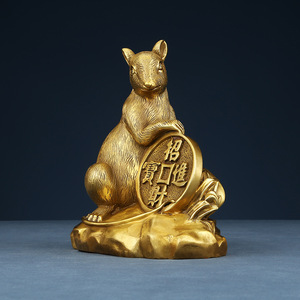 Figura de rata de bronce de Copper World, adorno del zodiaco hecho a mano para decoración del hogar, oficina, sala de estar, regalo de Año Nuevo Chino - Product Image 2