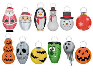 Lampe ronde extérieure imperméable chinoise suspendue en tissu de nylon à énergie solaire pour le jardin de la cour paysagère - Product Image 1