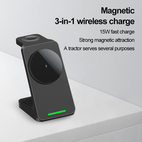 Cargador Inalámbrico Magnético 3 en 1 de Alta Calidad, Nuevo, Carga Rápida de 15W, para Teléfonos Celulares, Conexión Inteligente a Escritorio, Uso con Auriculares