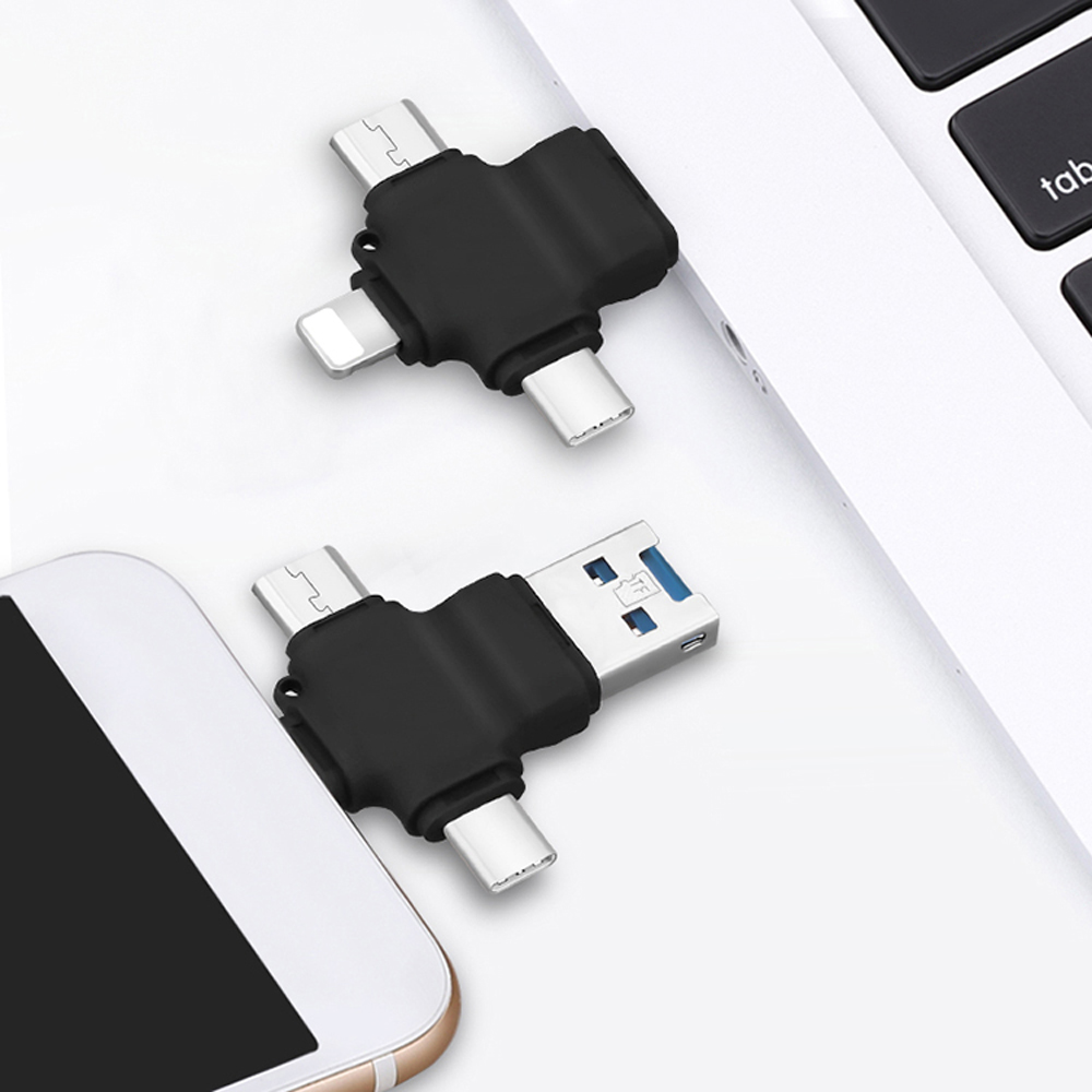 2021 venda quente 4 em 1 usb flash drive, otg externa de armazenamento de memória vara usb para micro usb tipo c tf/sd para android iphone