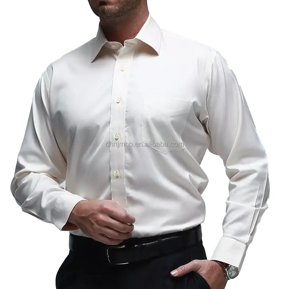 안티 pilling 100% 코튼 비 철 주름 무료 셔츠 로얄 옥스포드 화이트 긴 소매 남성 정장 드레스 셔츠