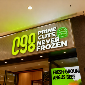 ป้ายไฟ LED สำหรับแบรนด์ร้านอาหารฟาสต์ฟู้ด ออกแบบโลโก้และดีไซน์ <span class=keywords><strong>Prime</strong></span> Cuts ตามสั่ง - Product Image 1