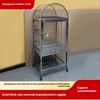 Großer Vogelkäfig aus Edelstahl 304 im Neuen Europäischen Stil, Indoor-Zuchtkäfig für Papageien mit Gehärteter Front und Atmungsaktiver Massiver Eisenbox
