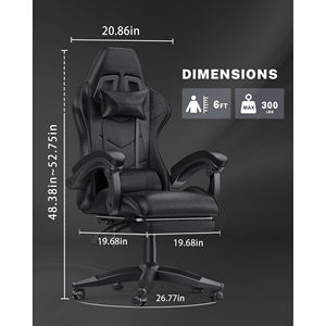 <span class=keywords><strong>Silla</strong></span> de juego AJUNION con almohada Lumbar de masaje, <span class=keywords><strong>silla</strong></span> de ordenador con marco de Metal resistente, <span class=keywords><strong>silla</strong></span> reclinable para jugadores Esport de 90-155 °, color negro - Product Image 5