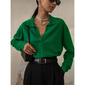 Maglione Pullover Casual All-Match da donna di moda autunno inverno 2025 stile coreano per colletto a Polo con risvolto a croce frontale - Product Image 4