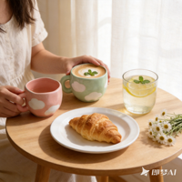 Tasses à café en céramique artisanale avec glaçure bleue nuage et soucoupe irrégulière, ensemble de tasses à thé de l'après-midi 300 ml, mug pour couple, coffret cadeau