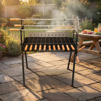 Grill électrique rotatif en acier inoxydable pour charbon de bois, 40 brochettes, automatique, pour Arrosticini, avec contrôle tactile de sécurité et système Flame Tamer