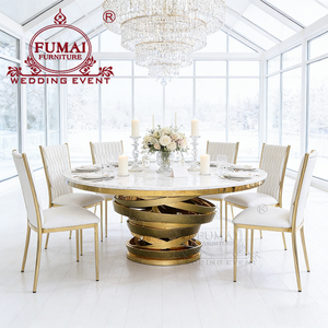 Mesas de Comedor Modernas para Bodas al Aire Libre Estilo Americano, Tablero de MDF, Base de Acero Inoxidable, No Plegables, Alquiler de Muebles para Hoteles y Eventos, Fumai - Product Image 2