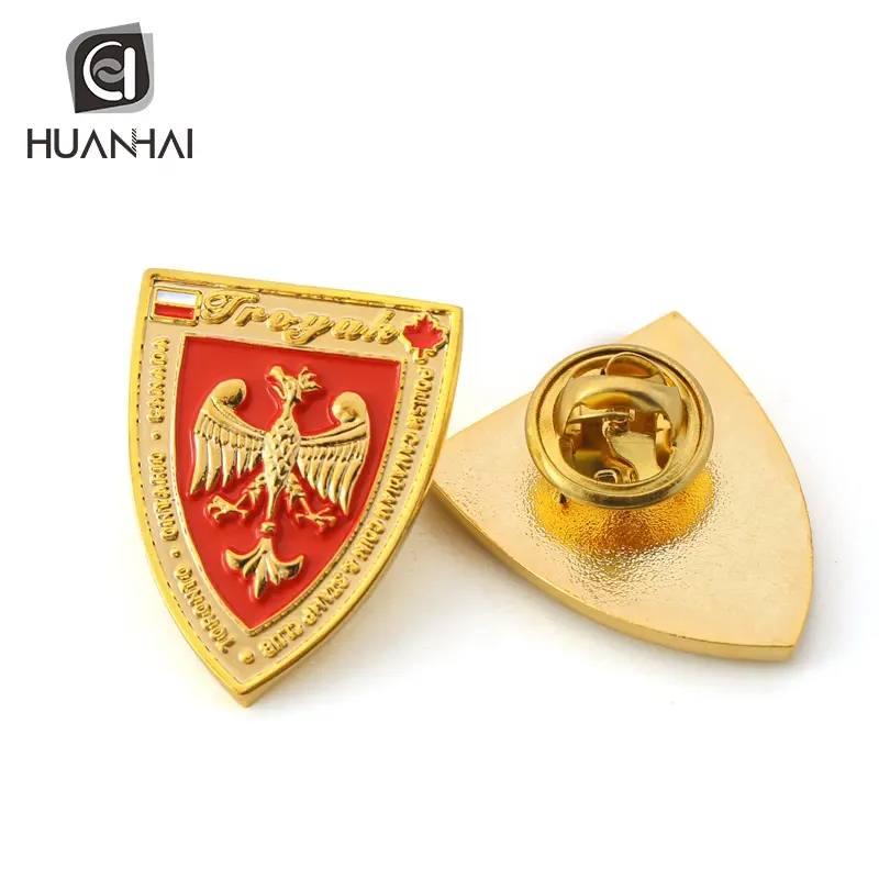 Золотистый металлический бейдж honor 3D с эмалированным логотипом на заказ с Фениксом и клатчем-бабочкой