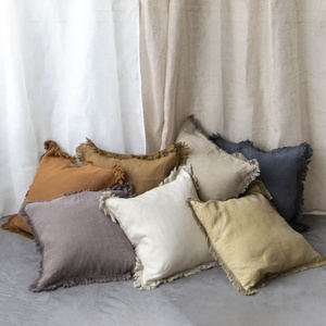 Custom Home <b>Sofa</b> Decor Solid Envelope French Linen Flax Cushion <b>Covers</b> Fringed <b>Throw</b> <b>Cover</b> <b>Covers</b> Pillowcase - Product Image 1