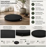 Coussin de méditation de mise à la terre OEM personnalisé noir en cuir PU conducteur, respirant et rond pour chaise de sol