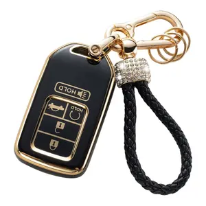 Gold TPU Car Key Cover Case For Honda CRV Civic Accord 2021 2022 5 Button Remote Fob Holder Shell Protector