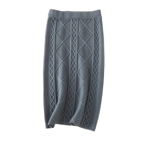 Solid Color Casual Autumn and Winter Wool Knitted <strong>Skirt</strong> Women 2025 New Straight Woolen Hip <strong>Wrap</strong> <strong>Skirt</strong> - Product Image 5