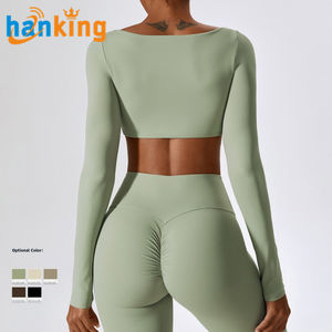 Set Ehanking Yoga top da donna a maniche lunghe e pantaloni a gamba larga ad asciugatura rapida <span class=keywords><strong>sport</strong></span> da corsa Fitness Yoga <span class=keywords><strong>2</strong></span> pezzi set Suit - Product Image 2