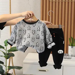 Sunny Baby Spring and Autumn Children's Boys 0-5 Years Old Full Printed Bear Cute Sweatshirt Two-piece Set