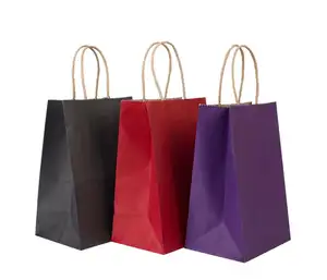 wholesale cheap custom gift shopping carrier packaging colourful kraft paper bags with handles