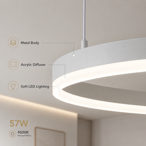Lustre à anneaux en métal moderne, Led, tricolore, avec télécommande, pour salle à manger, salon, décoration de la maison, éclairage intérieur, 57W - Product Image 4