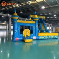 Ceyu Commercial Bleu Jaune Toboggan Gonflable Combo Maison de Rebond Château Gonflable à Double Voile Location de Fête pour Enfants Logo Personnalisé Usine