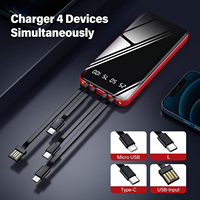 Chargeur portable fin et léger avec écran LED d'affichage de charge rapide, câble micro USB - Bloc d'alimentation en PVC 10000 mAh