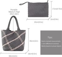 Sac fourre-tout en cuir végétalien tissé pour femmes, grand sac de plage d'été, sac à main de voyage et pochette rétro, sac à bandoulière fait main pour femmes