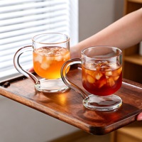 Mug en verre borosilicate au design suspendu, simple et transparent, pour thé, jus, lait, résistant à la chaleur, pour la maison, le bureau, la consommation quotidienne