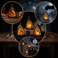 Lanterne LED d'Halloween en forme de squelette, citrouille ou château, veilleuse décorative portable pour table de fête