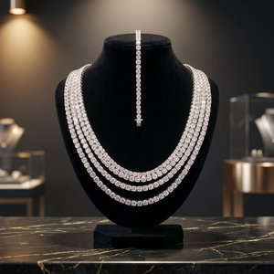 2-6mm VVS1 Moissanite Sterling Silver Luxury White AAAA Pearl Tennis Necklace <b>Iced</b> Diamond Anniversary Gift - Product Image 3