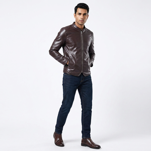 Unisex Genuine Sheep Leather Jacket Light <b>Weight</b> <b>Stand</b> High Custom Logo OEM Professional Manufacturer jacket for men - Product Image 1