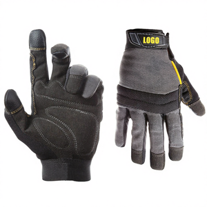 Guantes de Seguridad Laboral de Alta Calidad, Personalizados, de Cuero, Antideslizantes, Antivibración, con Puño de Punto Gris y Logotipo - Product Image 4