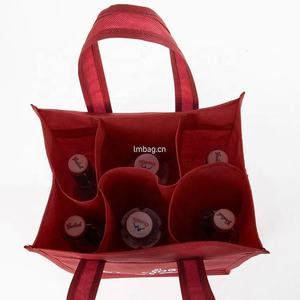 Wholesale 6 Bottle Sturdy Non <b>Woven</b> Wine <b>Bag</b> with Long Handle and Letter Pattern Custom Logo - Product Image 4