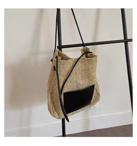Sacs fourre-tout tissés en gros pour femmes, <span class=keywords><strong>sac</strong></span> à <span class=keywords><strong>bandoulière</strong></span> simple, grande capacité, <span class=keywords><strong>sac</strong></span> de shopping pliable, sacs de voyage et de plage - Product Image 1