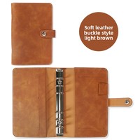 Carnet à anneaux A6 en cuir PU Macaron, organiseur de cartes, rechargeable, journal à feuilles mobiles