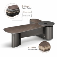 Mesa de Juntas Elite con Acabado a Base de Agua, Mesa para Directores Ejecutivos, MDF E1, Herrajes Silenciosos, Centro de Conexiones, Muebles Ejecutivos